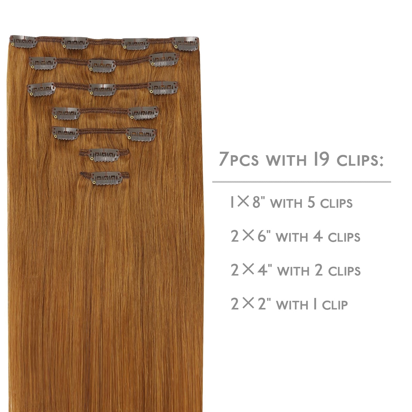 WENNALIFE Clip in Hair Extensions Real Human Hair, 14 Inch 120g 7pcs Clip in Hair Extensions Real Human Hair, Auburn Ginger Huma