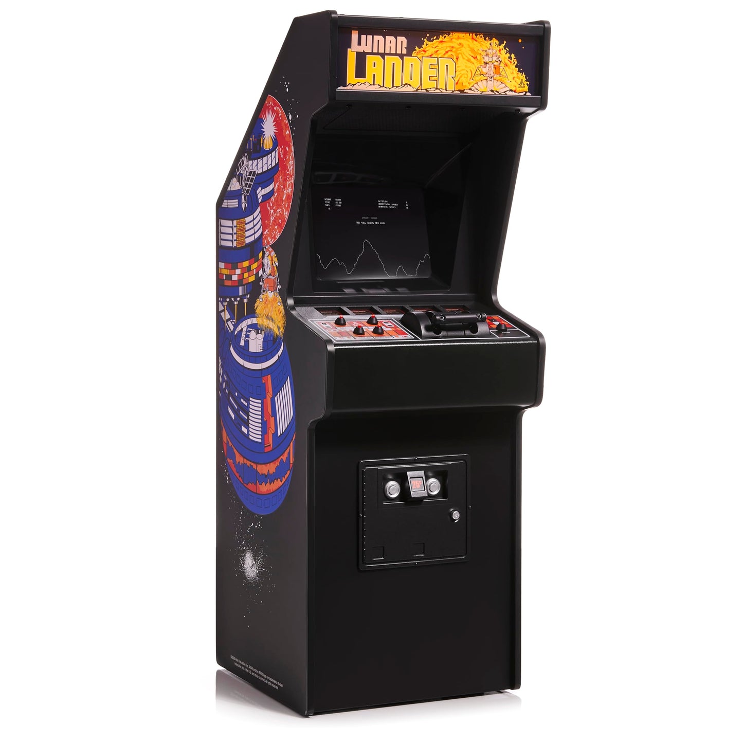 Quarter Arcades Lunar Lander Mini 1/4 Scale Atari Replica Cabinet with Original ROM – Retro Arcade Machine with Thrust Lever, CRT Lens, Rechargeable Battery – Mini Game for Home [Video Game]