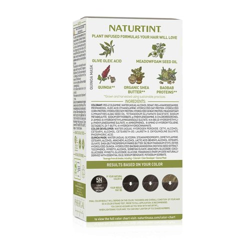 Naturtint 5N Light Chestnut Brown Permanent Hair Color (Pack of 6), Ammonia Free, Vegan, Cruelty Free, up to 100% Gray Coverage, Long Lasting Results (Packaging may vary)
