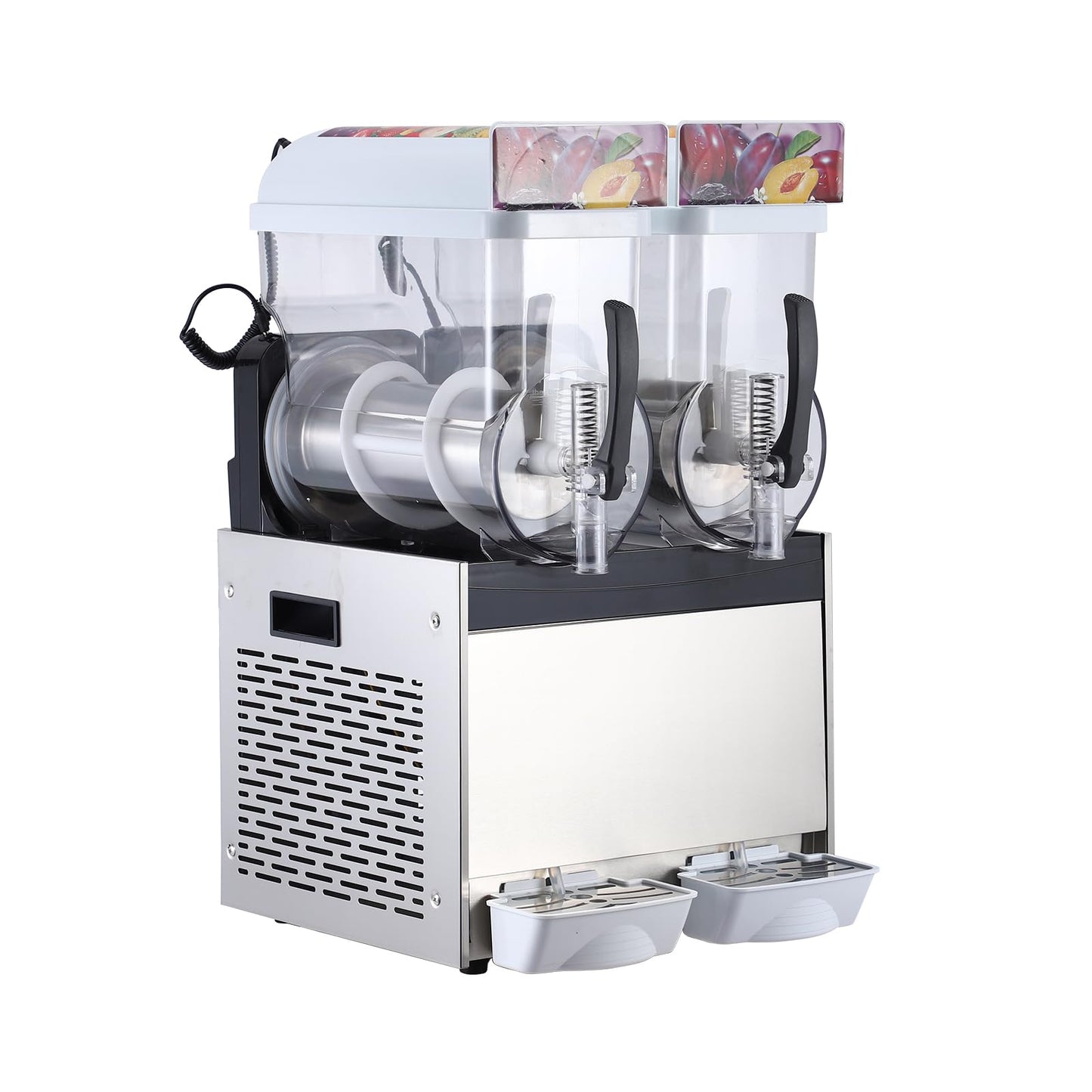 Commercial Slushie Machine - 15L*2 Dual Tank & Triple-Tank Available, Stainless Steel, Self-Cleaning & High-Speed Mixing, Perfect for Frozen Drinks, Margaritas, Coffee, Cocktails, Home, Bars,Black