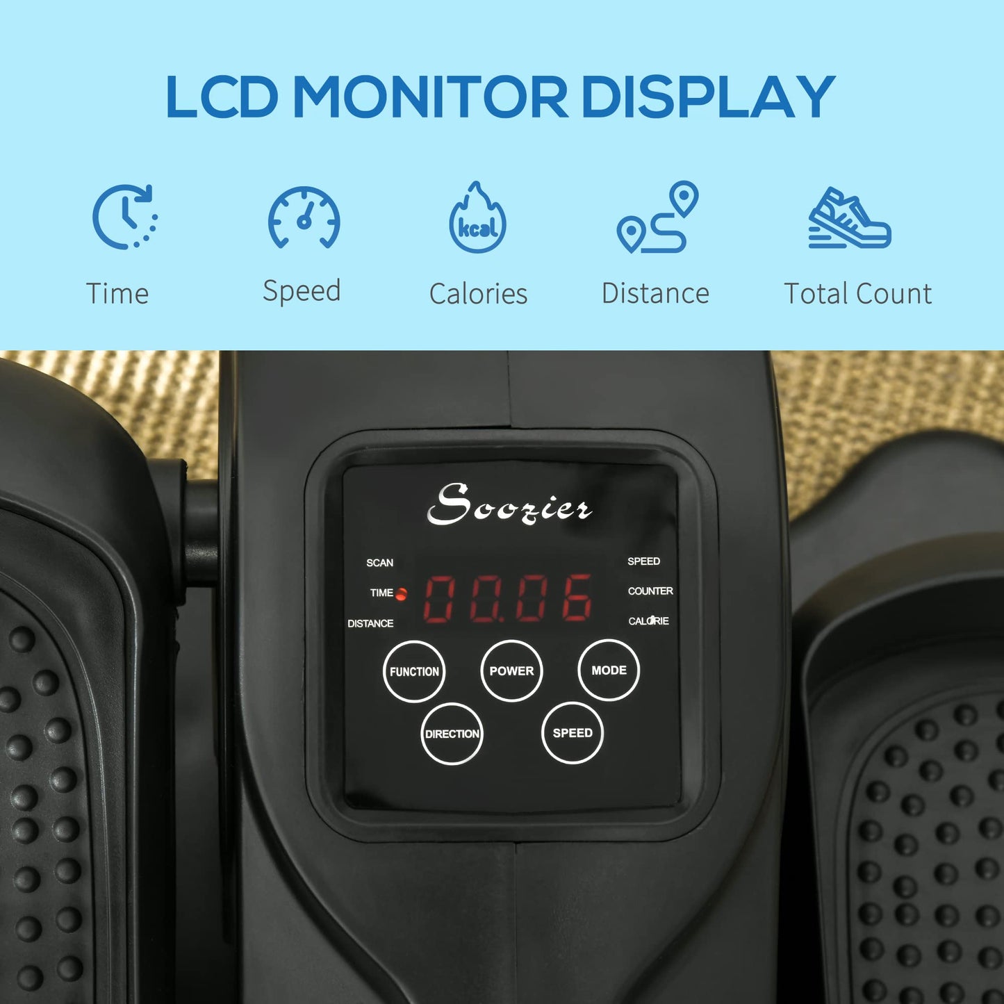 Soozier Under Desk Elliptical Exercise Machine, Mini Rehabilitation Bike, Powered Ellipse Leg Exerciser with Adjustable Speed, Remote & LCD Display for Home & Office