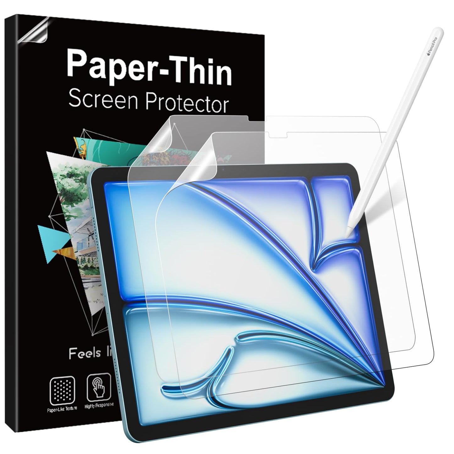 Timovo 2 Pack Paper Screen Protector For Ipad Air 11 Inch (M3/M2-2025/2024), Anti Glare Pet Film Screen Protector For Ipad Air 1
