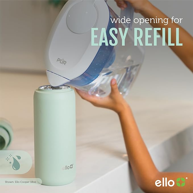 Ello Cooper 18oz Kids Stainless Steel Water Bottle with Straw and Carry Handle, Double Walled and Vacuum Insulated Metal, Leak Proof Locking Lid with Soft Silicone Spout, BPA Free, Halogen Blue