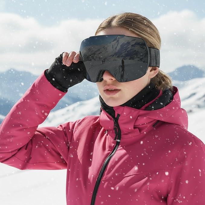 OULAIQI OTG Ski Goggles UV400 Anti-Fog Snowboard Glasses for Men Women Youth- Perfect for Skiing, Snowboarding,Winter Sports