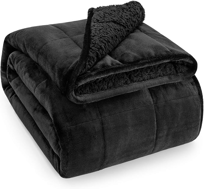 Wemore Sherpa Fleece Weighted Blanket for Adult 15 lbs Dual Sided Cozy Fluffy Heavy Blanket,Ultra Fuzzy Throw Blanket with...