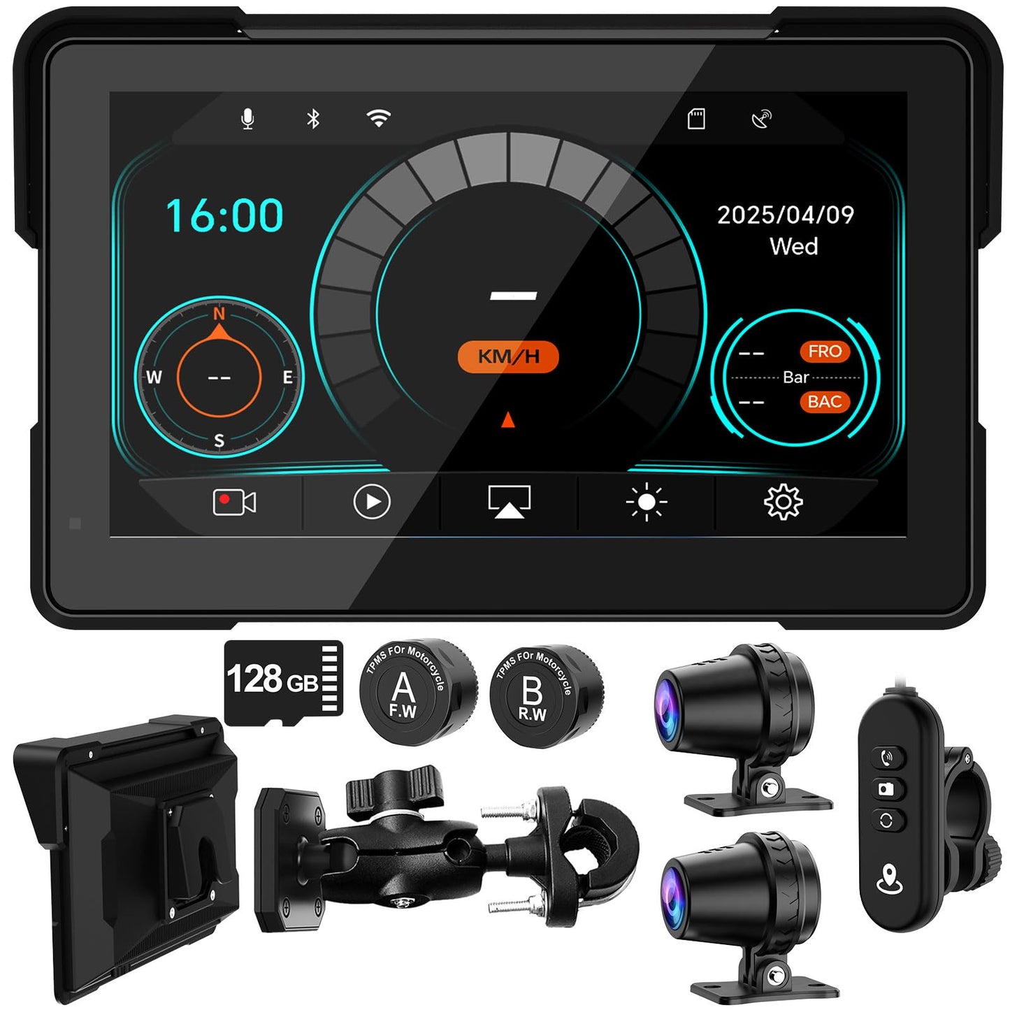 Lbw Mt700 Pro Quick Release Anti-Theft Design Mount, 7 Wireless Motorcycle Carplay & Android Auto Gps Navigation System, Motorcy