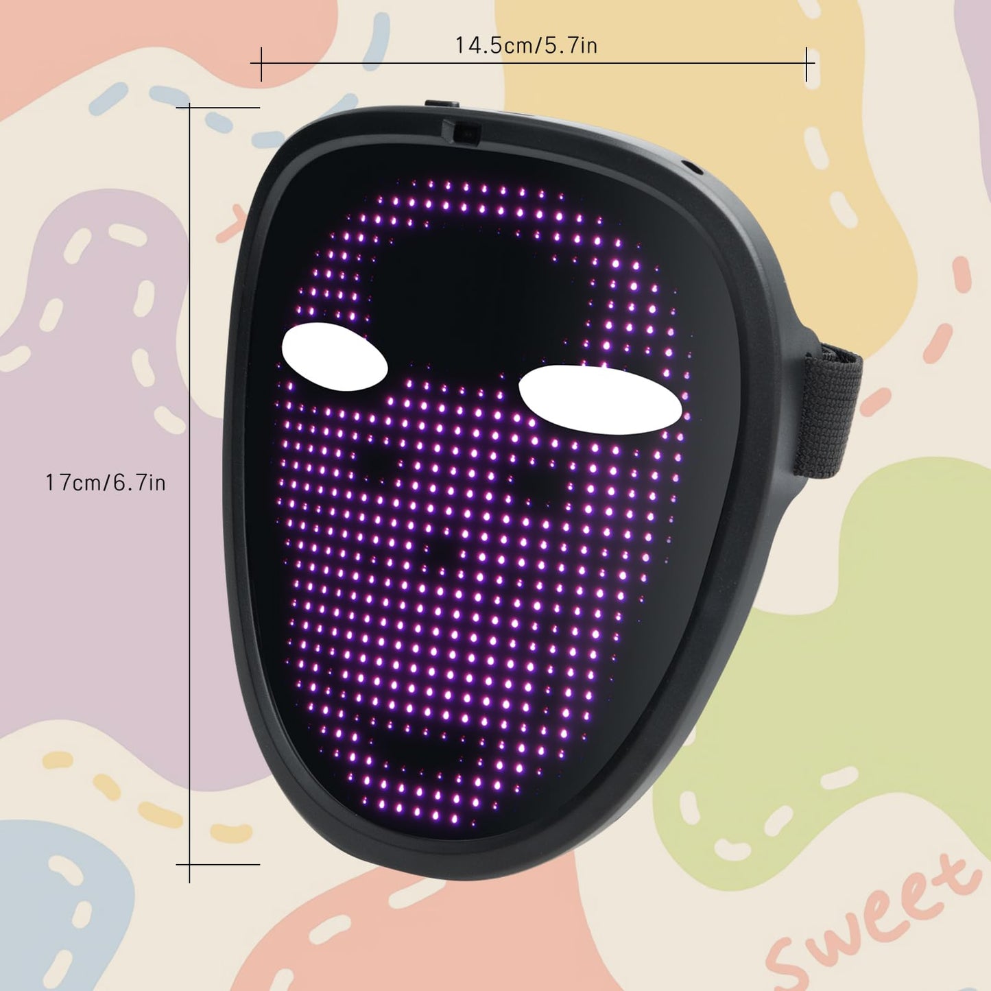 LED Mask with Gesture Control, Perfect for Party Cosplay Party, Masquerade Balls, Holiday Dress-Up, and Atmosphere Adjustment.
