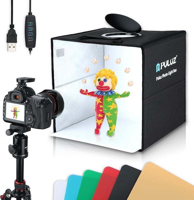 Photo Box, PULUZ Mini Folding Lightbox Portable Light Box Photography Shooting Tent Box Kit with 120pcs LED Lights 6 Color...