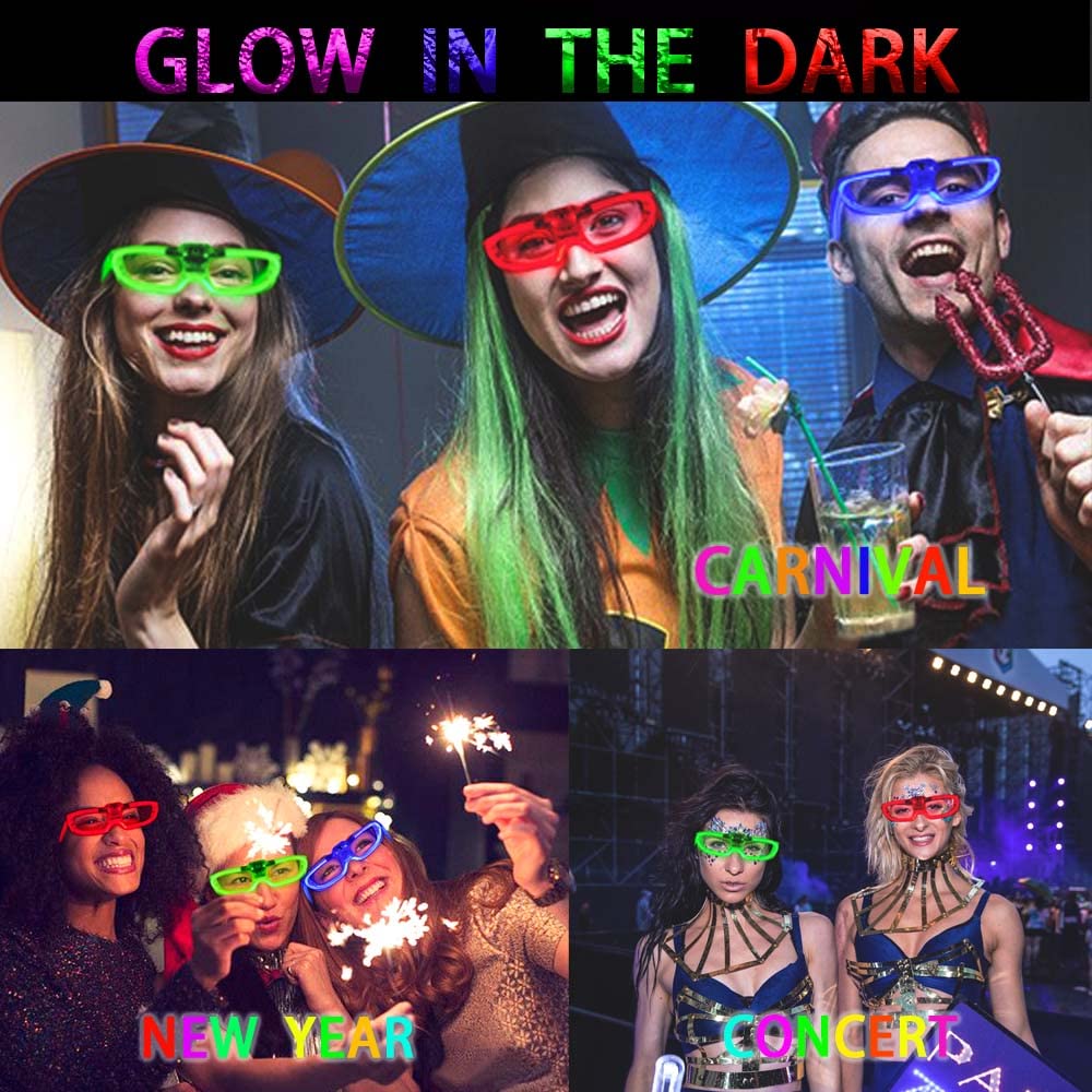BouQuw 25 Packs LED Glasses Mardi Gras Party Supplies ,5 Neon Colors,3 Light Modes Light up Glow Sticks Glasses Toys Party Supplies for kids Adults Fit Halloween Christmas New Year Eve Graduations