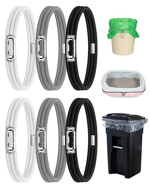 Garbage Can Bands Cord Lord Design Adjustable Large Trash Can Rubber Bands Fits 8-33 Gallon Trash Cans Multifunction Bands Litter Box Bands for Kitchen Tables Picnic Party (Black,White,Grey)