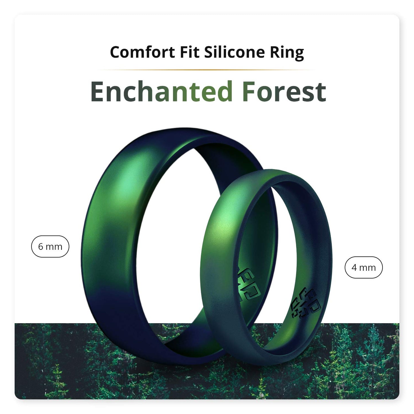 Knot Theory Enchanted Forest Silicone Ring for Men Women - Breathable Comfort Fit 6mm Wedding Band Size 6