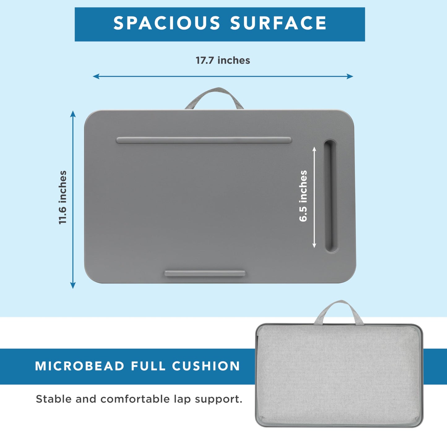 LAPGEAR Sidekick Lap Desk with Device Ledge and Phone Holder - Gray - Fits up to 15.6 Inch Laptops - Style No. 44215