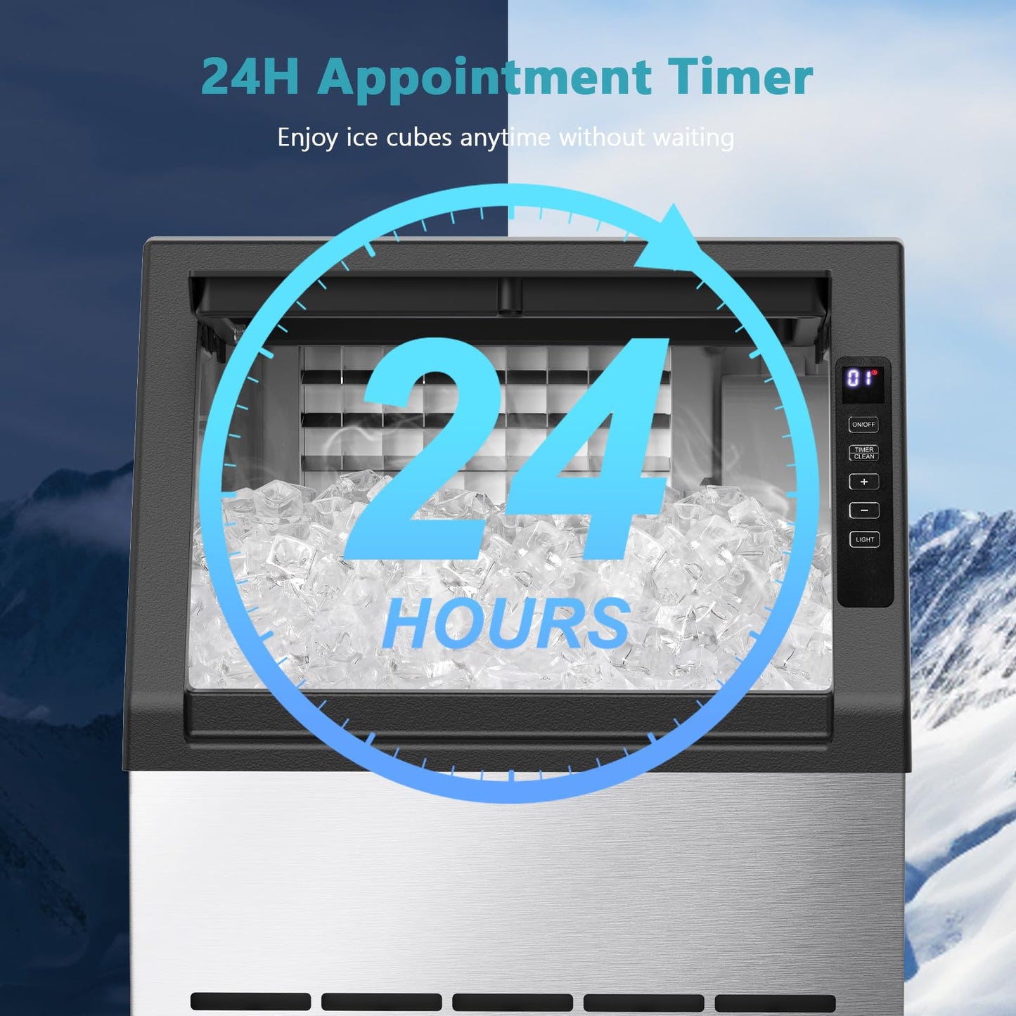 Electactic Commercial Ice Maker Machine,80lbs/24H Stainless Steel Ice Machine,24lbs Storage, Auto Self-Cleaning Freestanding Ice Maker, Ice Machine Freestanding for Bar/Cafe/Restaurant