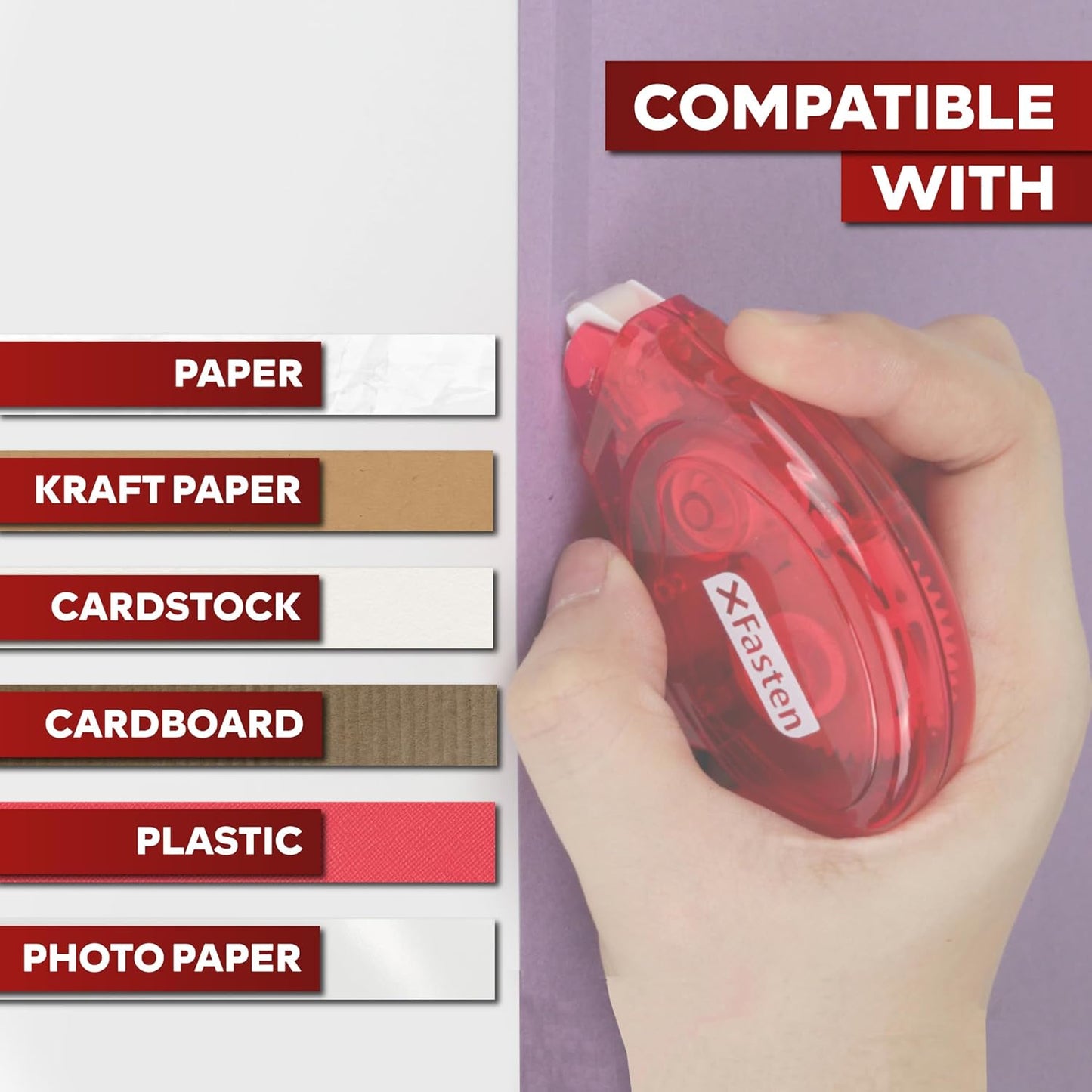 XFasten Adhesive Roller for Scrapbooking, 8mm x 30ft 4-Pack Double Sided Glue Tape Roller, Scrapbook Supplies for Adults, Photo Tape for Scrapbooking