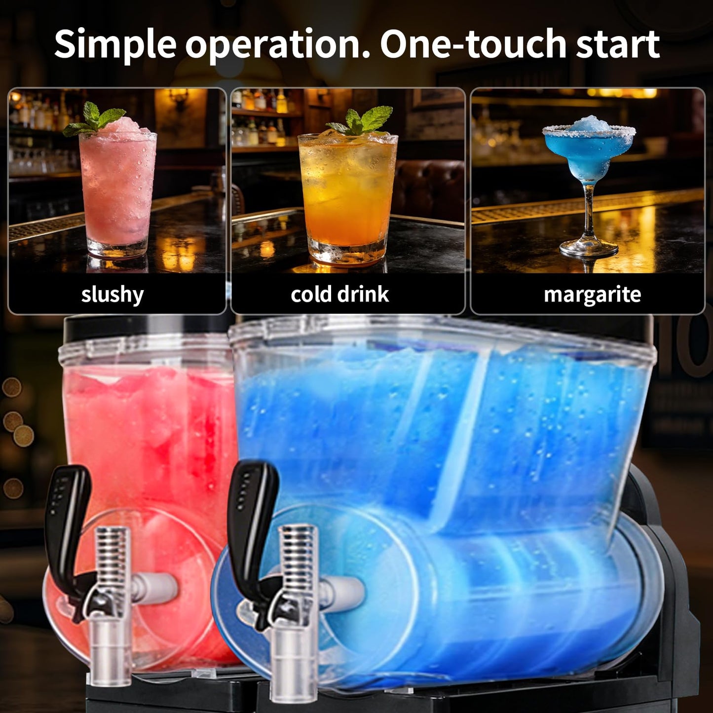 Commercial Slushie Machine 8gal/30L (15L x 2 Tanks), Slushy Machine Margarita Frozen Drink Cocktail Maker for Restaurants, Bars, Cafes, Food Truck
