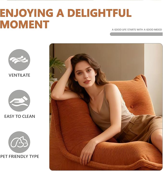 LEIMAOFC Bean Bag Chair,Memory Foam Bean Bag Chairs,Filled with High-Resilience Memory Foam,Skin Friendly Corduroy Fabric,for Living Room, Bedroom, Apartment