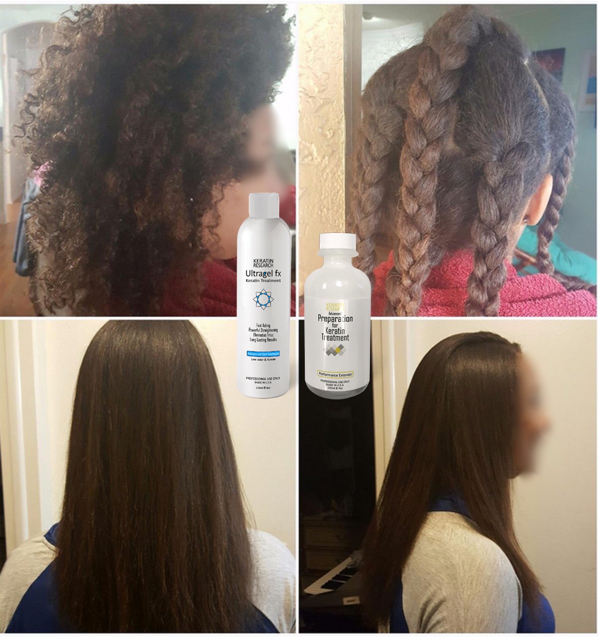 UltraGel FX Complex Brazilian Keratin Blowout Hair Treatment 120ml with Advanced Preparation All Hair Types including Coarse Cur