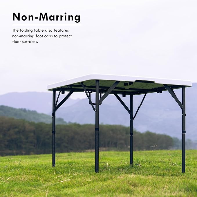 Plainsity Small White Table, Foldable Table with Foldable, Easy to Carry, for Family Gatherings, Outdoor Gatherings, Indoor