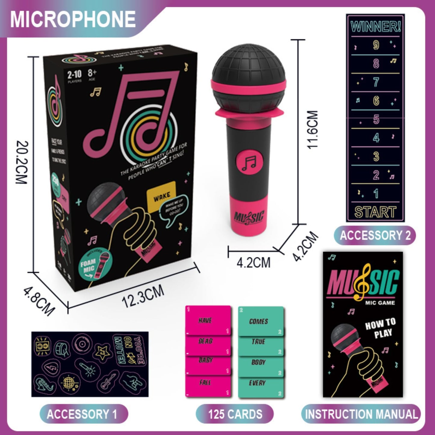 Music Party Games, Family Karaoke Board Game for 2-10 Players, Pick Up the Microphone Singing Games Grab Music Card Games with Lyrics Challenge for Adults & Music Lovers Games Night