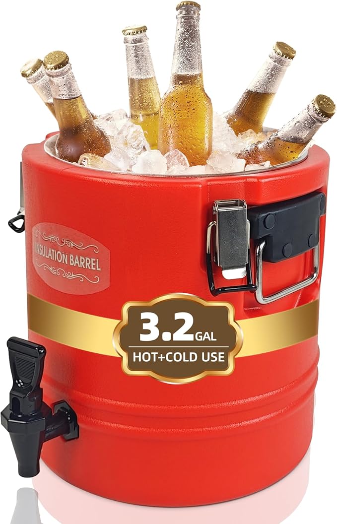 Finopro Insulated Beverage Dispenser 12L, Hot & Cold Drink Dispenser with 304 Stainless Steel Interior, Portable Water Coo...