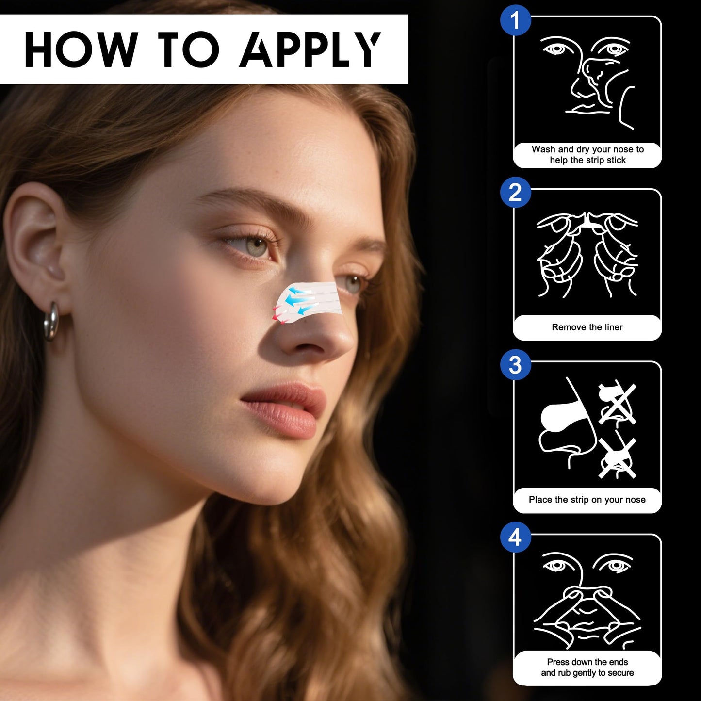 60Pcs Nasal Strips for Snoring, Nose Strips for Breathing, Snore Strips for Men & Women, Helps Reduce Snoring & Improves Sleep (Clear)