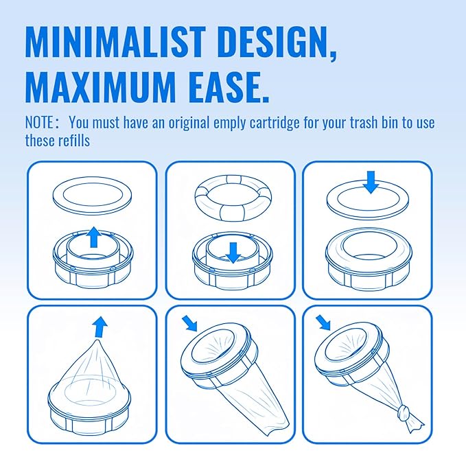 Compatible with Diaper Genie Pails Diaper Pail Refills | 8 Pack Lemon-Scent Continuous Liner Refills for Baby Diaper Pails | Durable Leak-Resistant Odor-Blocking Rolls | Easy Cut & Tie