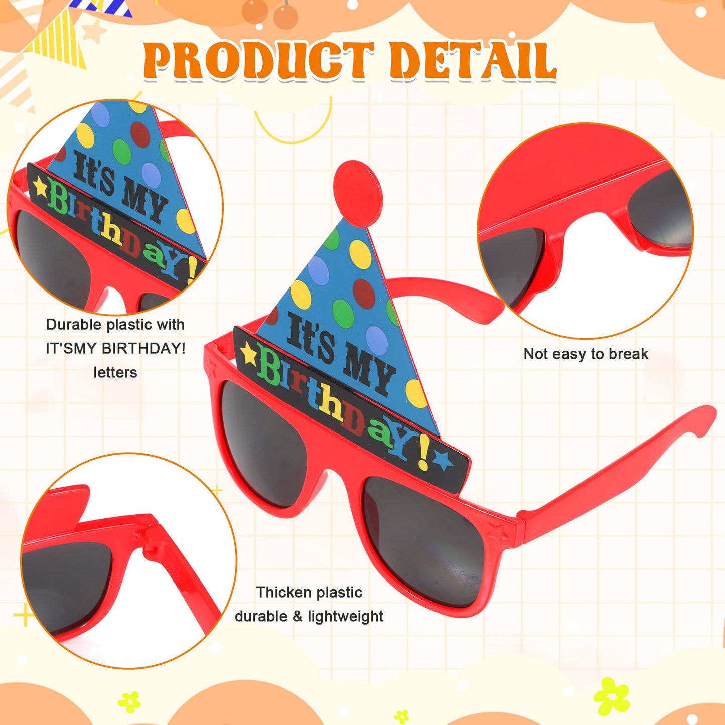 NICOWARM 12pcs Birthday Glasses, Happy Birthday Sunglasses, Novelty Funny Photo Booth Props for Party, Sunglasses for Kids Adults Party Favors