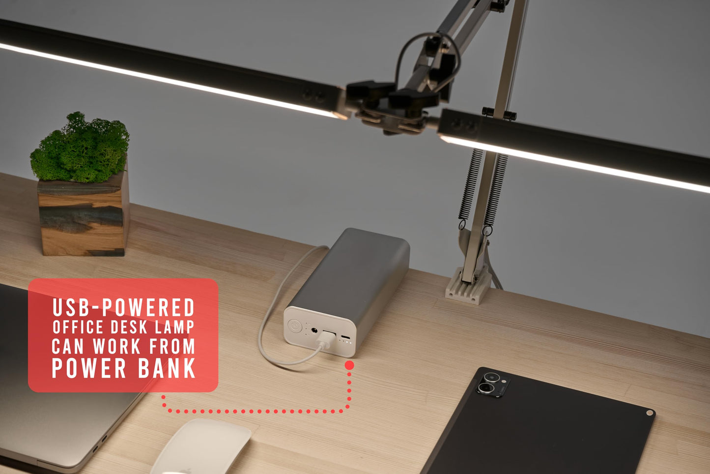 ELEQUS Computer LED Desk Lamp Home Office, Desk Light Bar with Clamp, Architect Table Lamp on Clip for Work, Large Tall Adjustable Flexible Monitor Light, Bright Modern Clamp Lamps for Reading White