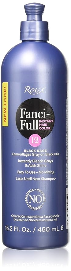 Roux Fanci-Full Instant Hair Color Rinse by Roux, Black Rage ,Temporarily Evens Tones, Blends Away Gray, 15.2 Oz