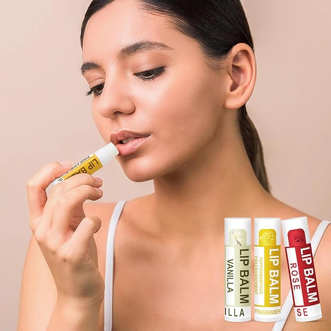 DMSKY 60 Pack Lip Balm, Natural Lip Balm Bulk, Moisturizing Lip Balms with Vitamin E and Coconut Oilfor Chapped Lips-12 Flavors