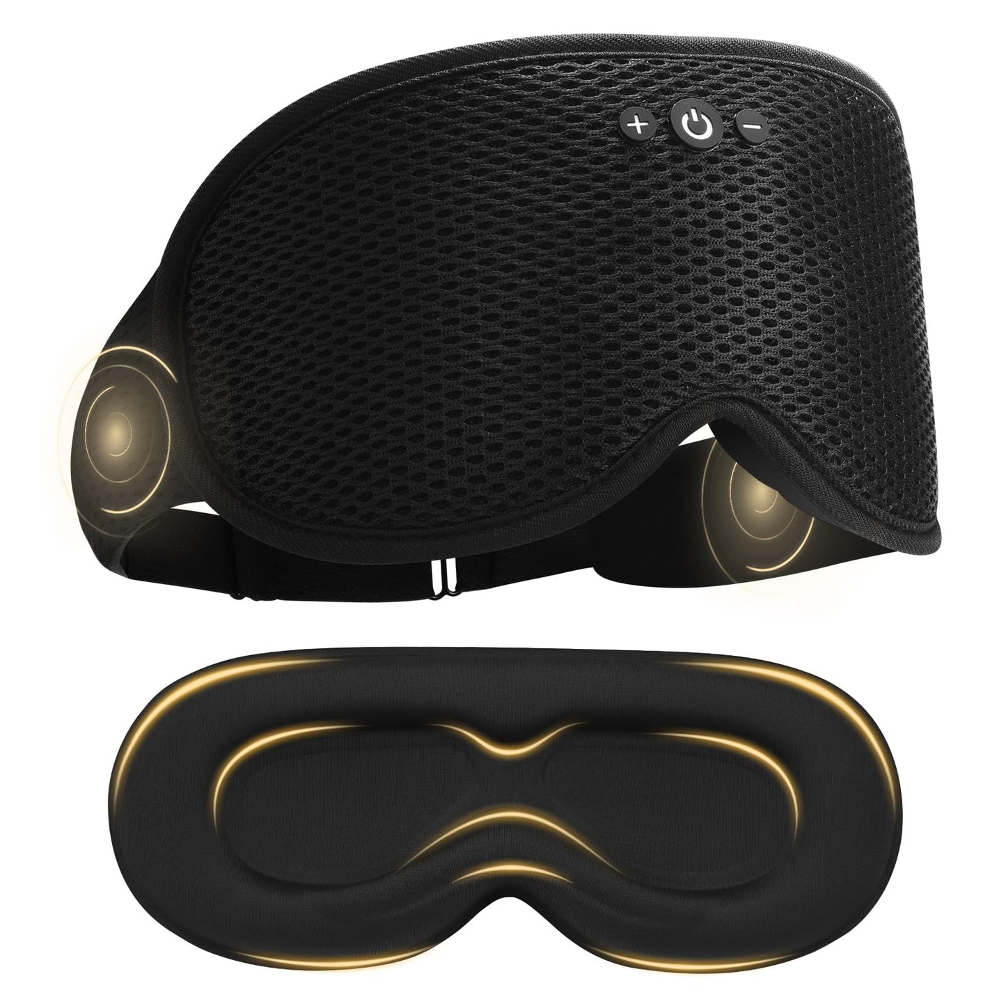 Mixiba Sleep Mask with Bluetooth Headphones, Removable 3D Contoured Cup, Wireless Eye Mask for Sleep, Sleeping Headphones with Thin Stereo Speakers for Men, Women, Travel, Relaxation - Black