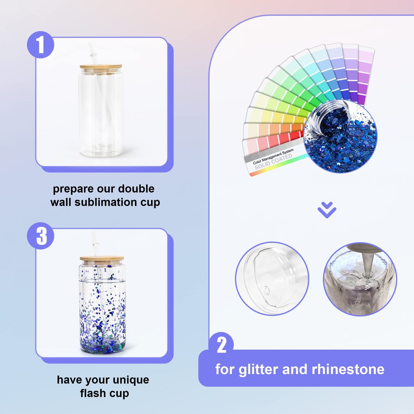 AGH 16OZ Snow Globe Glass Tumbler,8 Pack Sublimation Glass with Bamboo Lids and Straws, Double Wall Sublimation Beer Can Glasses Can Shaped Tumblers with Pre Drilled Hole for DIY