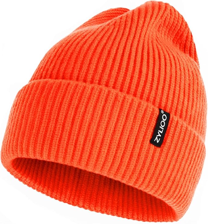 Zylioo Oversize Beanie Hats, XXL Big Size Ribbed Knit Cuffed Winter Hat for Cold Weather, Warm Skull Watch Cap
