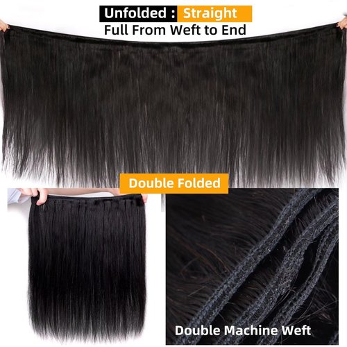 15A RAW Virgin Human Hair Bundle 100% Unprocessed Brazilian Straight Human Hair Extensions Weave Bundles NO.1 Quality One Direction Cuticles Raw Hair Extension Can Be Dyed Bleached Thick Ends 24 Inch