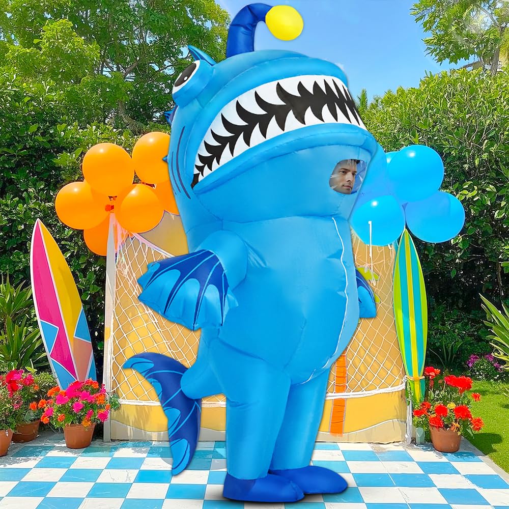 KOOY Inflatable Costume Adult, Fish Costume, Angler fish Costume, Funny Blow up costume for Adult,Halloween Costume for Men Women