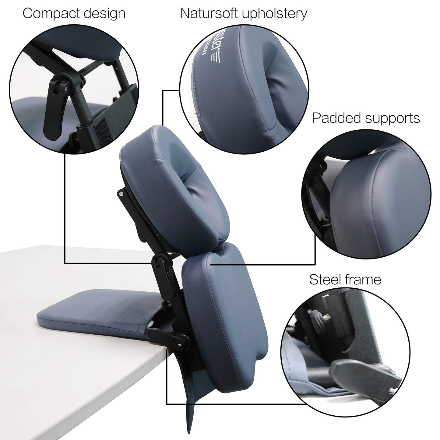 Master Massage Desktop Face Cradle Massage Kit – Table & Desk Top Face Pillow Support –Foldable Adjustable Head Rest Cushion Cradle - Massage Kit, Siesta Artifact, Eye Surgery Recovery, Royal Blue