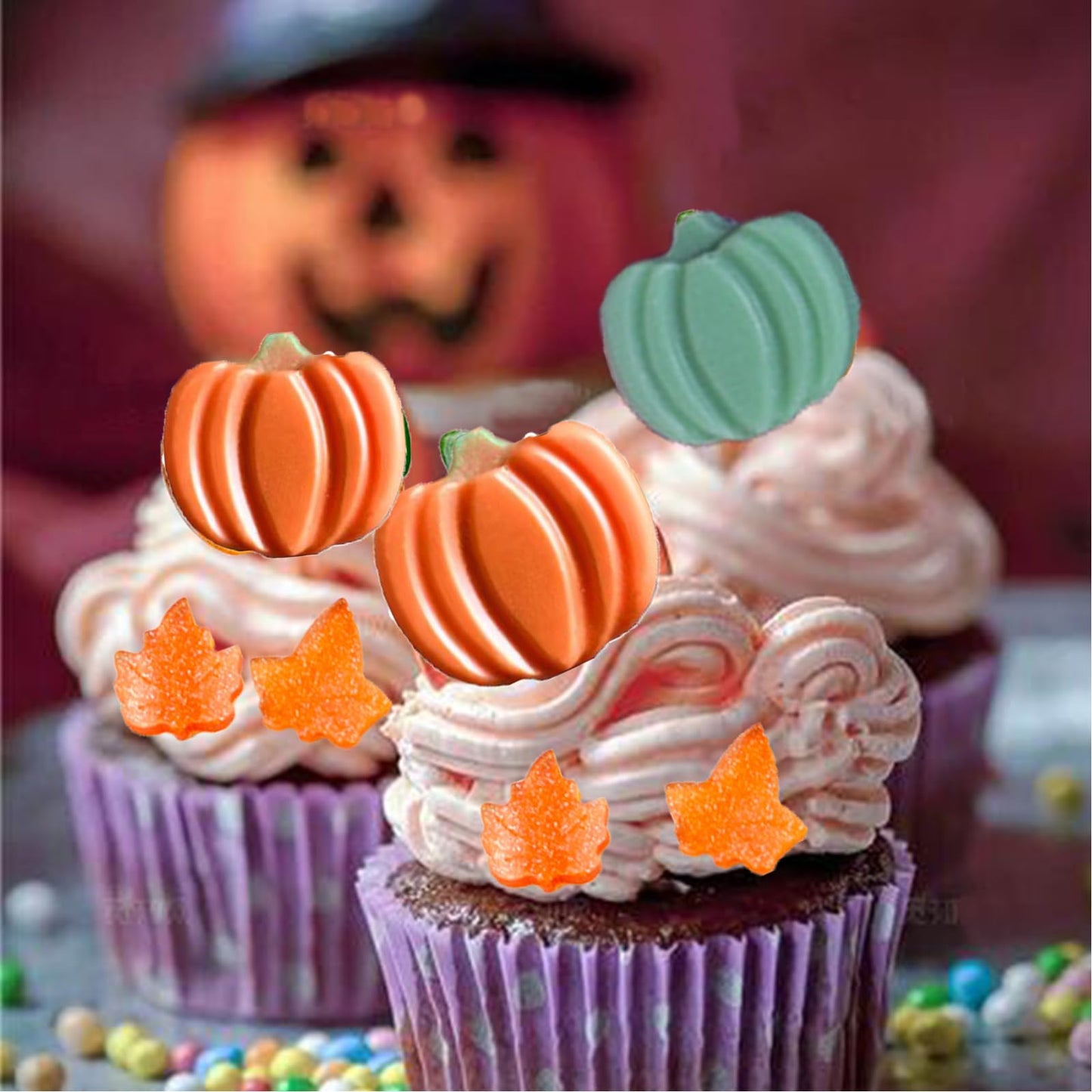 Copzievkae Falls Silicone Molds - Autumn Chocolate & Candy Mold, 12 Cavity Pumpkin Shaped for DIY Cake Decoration & Wax Soap
