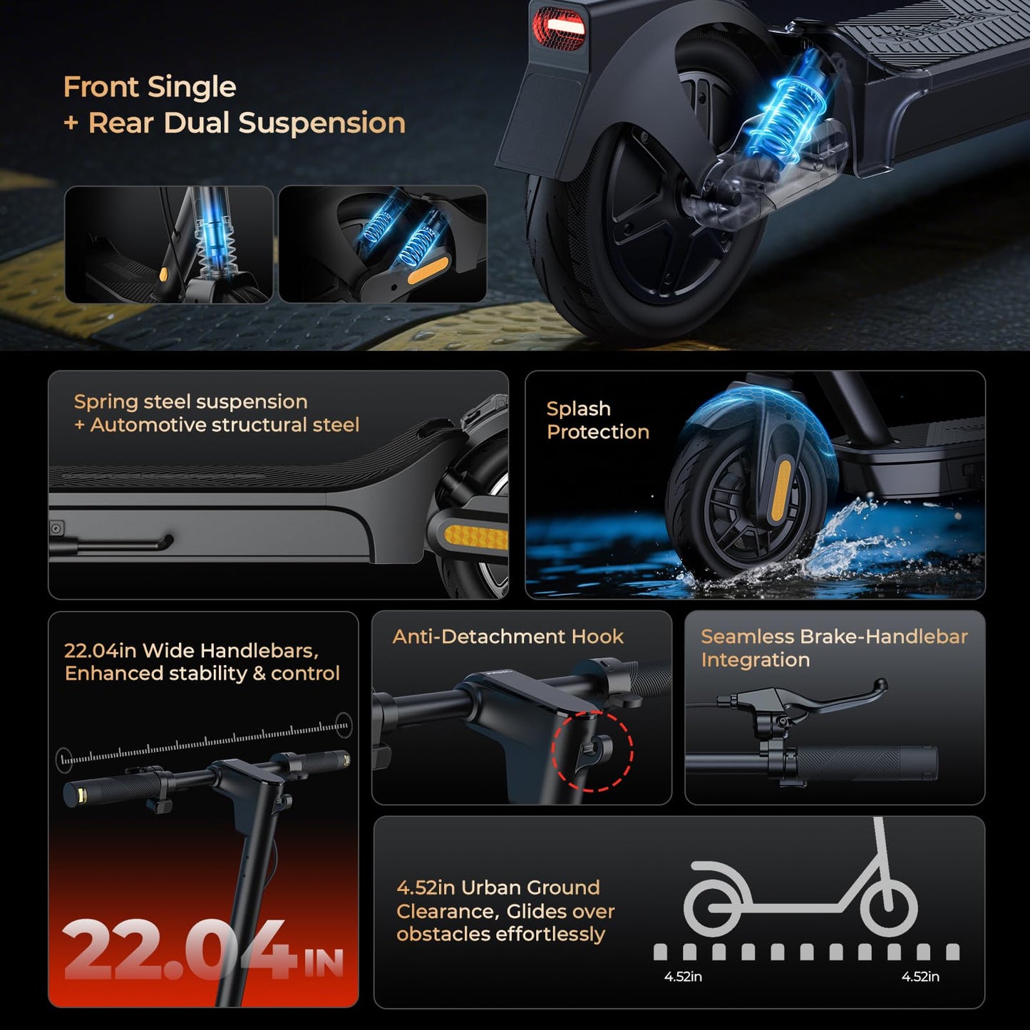 Electric Scooter for Adults 750W /1000W, 20MPH, 32/40 Miles Adult Electric Scooters with Long Range, 10" Tire Motorized Scooters, Foldable E-Scooter Commuter with App, Dual Suspension