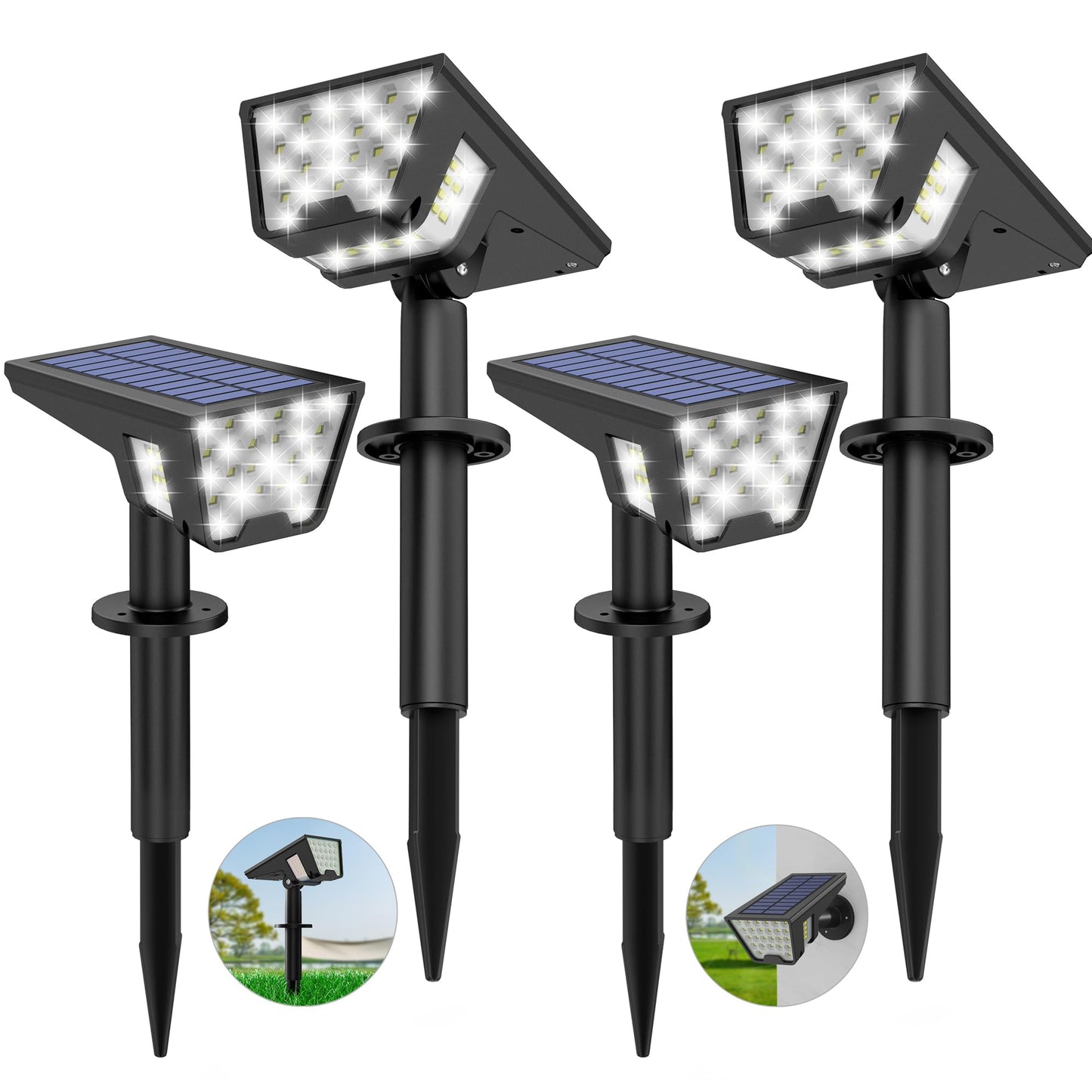 Latband Solar Spot Lights Outdoor Waterproof IP67, Solar Powered Lights Outdoor with 53 LED & 3 Modes, Landscape Spotlight Wall Light for Garden Yard Pathway Driveway 4 Pack (Cool White)