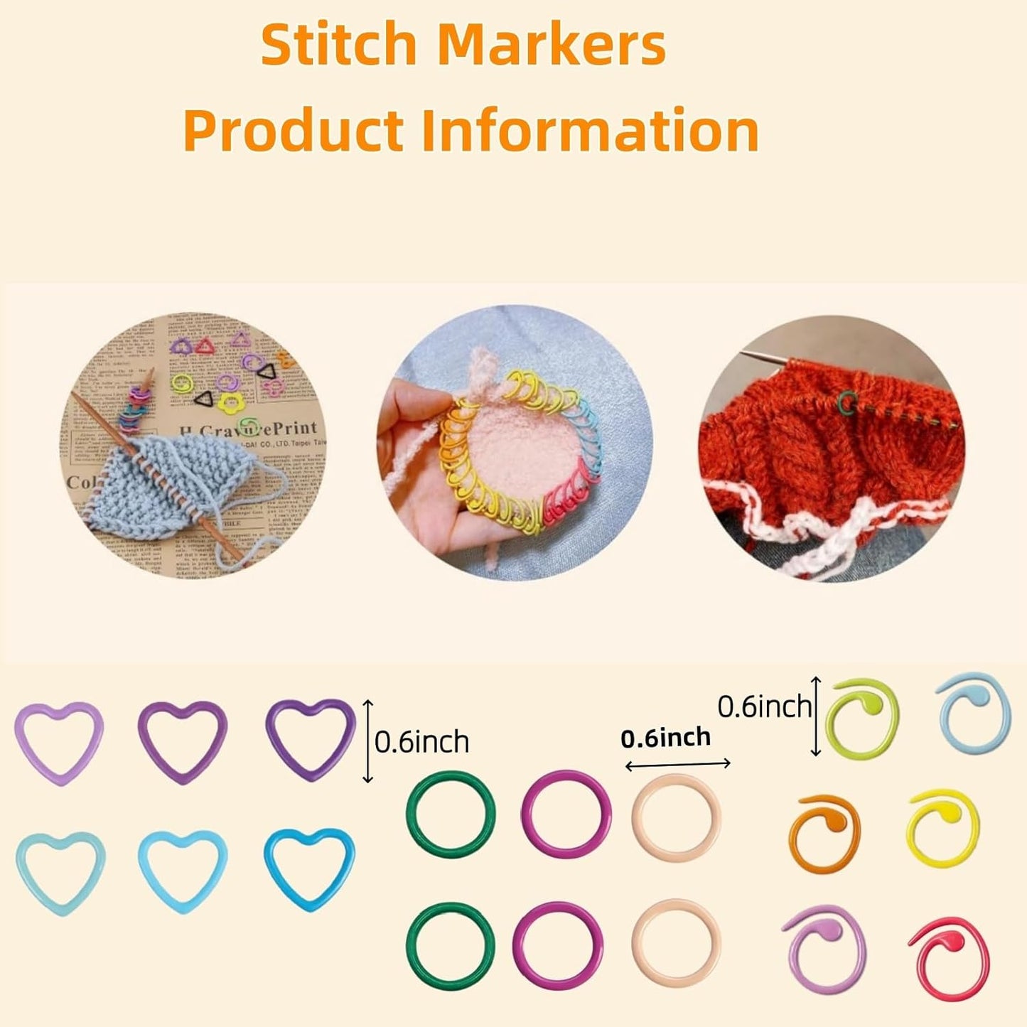 Hilsayum 50Pcs Heart Shape Stitch Markers for Crocheting,Crochet Stitch Markers with Floral Design Small Tin Box