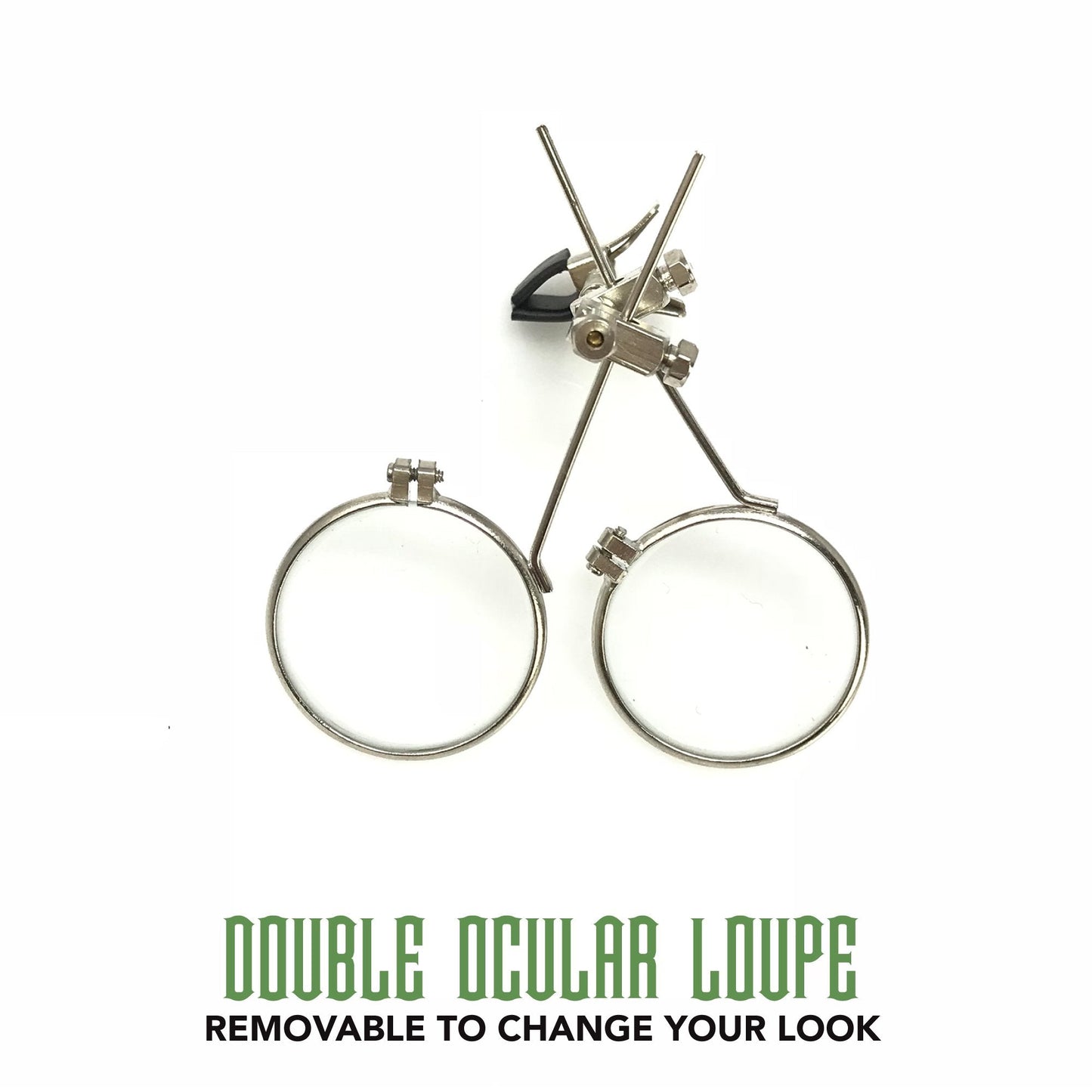 UMBRELLALABORATORY Steampunk Victorian Style Goggles with Compass Design, Neon Green Lenses & Ocular Loupe