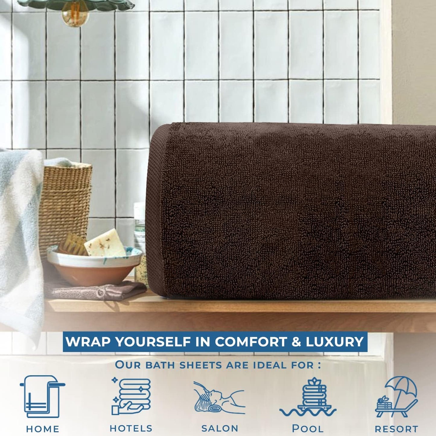 DAN RIVER Pack of 1 Bath Sheet 40x80 Inches, Oversized Bath Sheets Towels for Adults, Fluffy and Soft Plush Towels - Brown