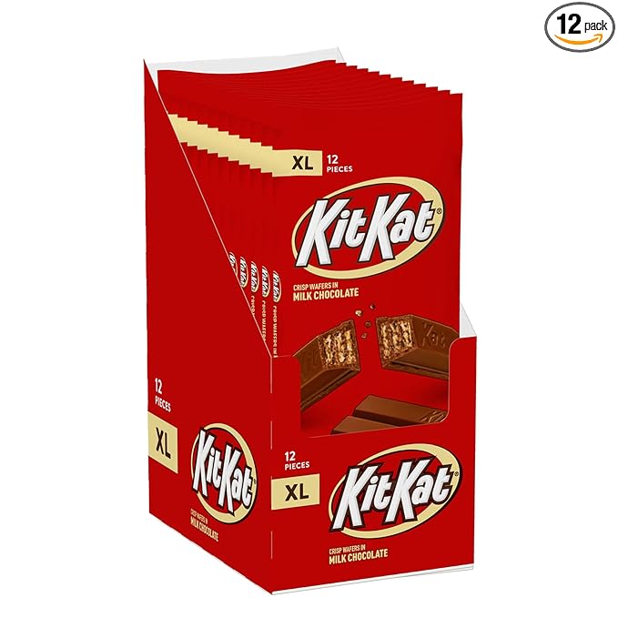 KIT KAT Milk Chocolate Wafer XL, Candy Bars, 4.5 oz (12 Count, 12 Pieces)