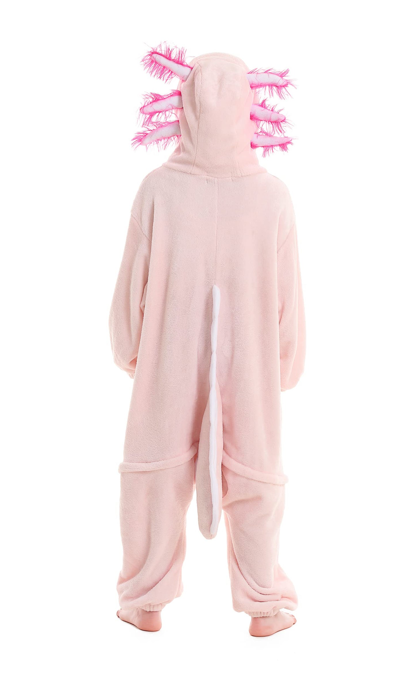 ATOZ Onesie for Kids, Animal Pajamas Halloween Cosplay Costume for Girls Boys, Pink Axolotl 8-9Y