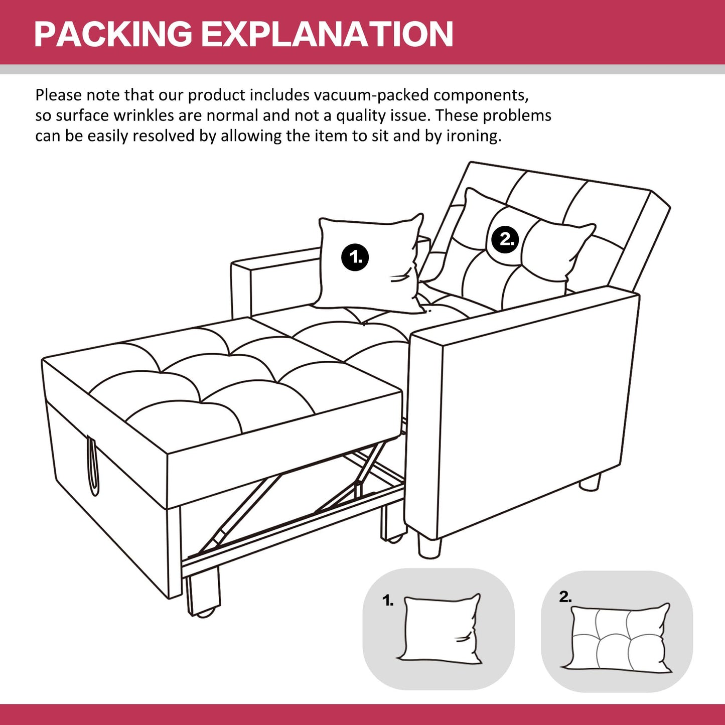 Litbird [Updated] Convertible Chair Sleeper Bed, Stepless Adjustable Backrest, Futon Chair Turns Into Bed, Sleeper Sofa for Living Room, 3 in 1, Linenette, Deep Gray