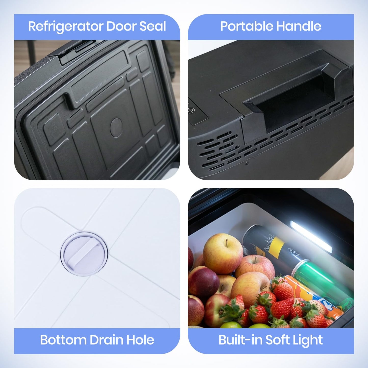ROVEROLL Tesla Cooler Model Y, 37 Quart Portable Car Refrigerator Trunk Fridge Freezer with App, Control Panel, LED Light, 12/24V DC&120~240V AC, for Tesla, Home, Outdoor, Camping, -4℉~68℉
