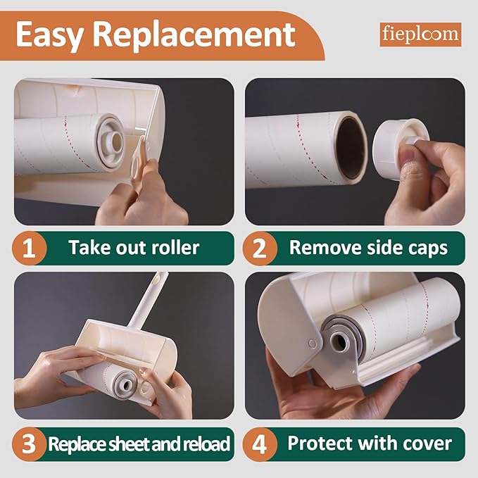 Large Lint Roller for Pet Hair - Extra Sticky with Easy Peel Sheets, 45" Long Handle & 6.3" Wide Roller, 5 Refills (300 Sheets), Lint Remover for Floor Carpet Furniture Couch Clothes