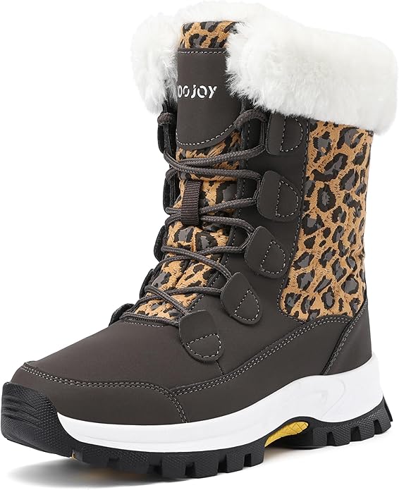 COOJOY Womens Waterproof Winter Snow Boots Warm Shoes Furry Mid Calf Lightweight Walking Hiking Booties