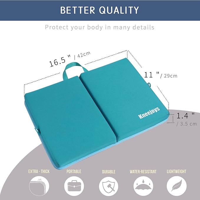 Kneejoys Kneeling Pad for Women & Men - Bath & Garden Kneeler, Knee Cushion for Baby Bathing & Yoga (Turquoise Blue)