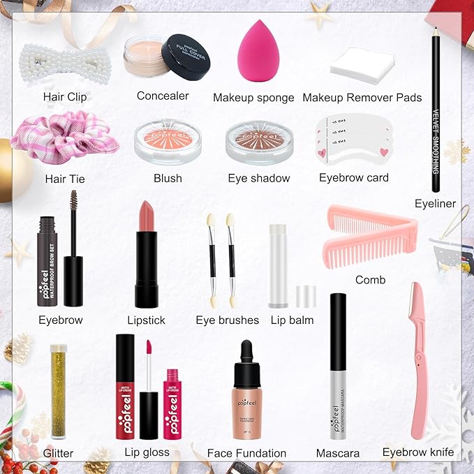 Makeup Advent Calendar 2025 for Teens Girls Christmas Countdown Calendar Makeup Gift Set,Xmas Individual Gift Box Calendar for Women Full Kit